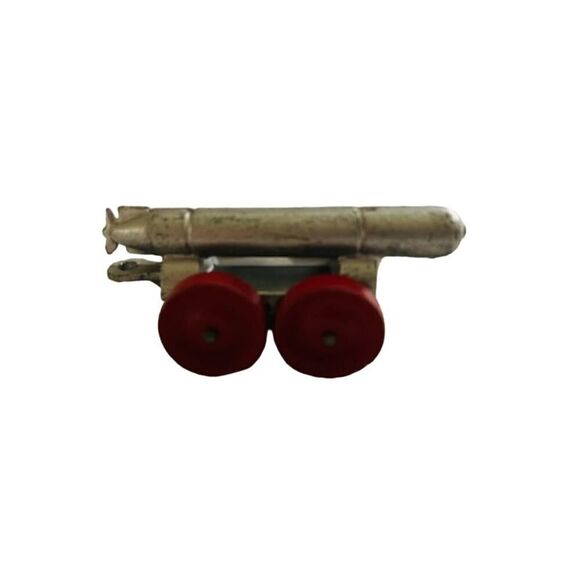 Vintage Barclay Manoil Slush Cast Torpedo Cart Trailer Wooden Wheels - Picture 1 of 6
